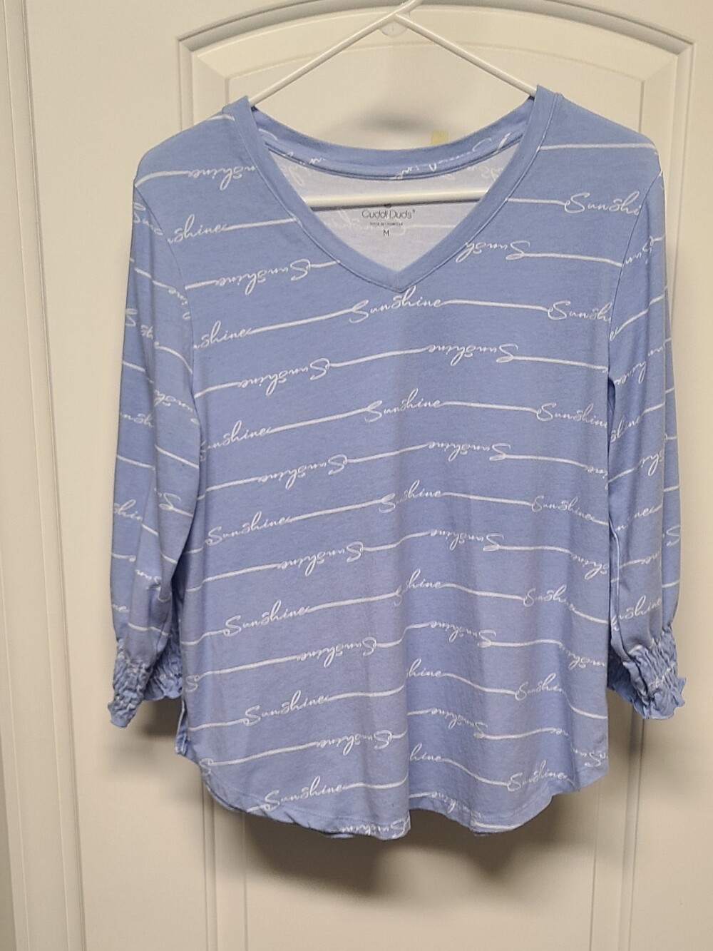 Cuddl Duds Light Blue V-Neck 'Sunshine' Tunic Top